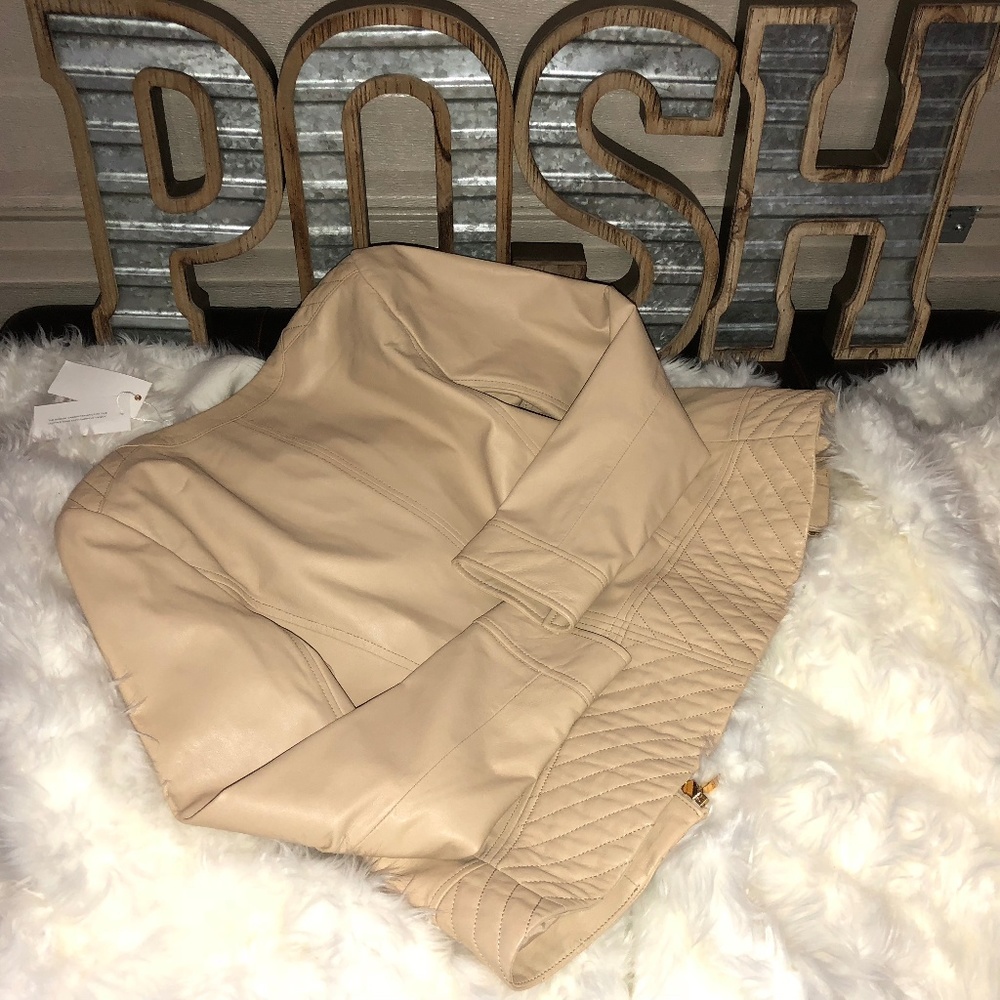 Tory Burch Daphne Jacket Beige Lambskin - Picture 5 of 7